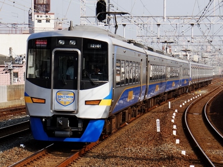 南海12000系+8000系サザン (粉浜駅から)