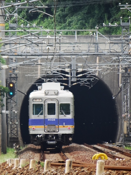 2連口単独で回送中の南海6000系 (美加の台1号踏切付近から)
