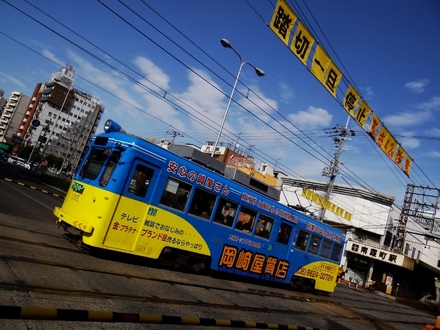 阪堺電軌モ351形 (南霞町1号踏切)