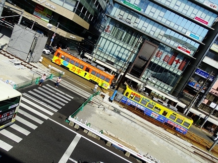 阪堺電軌モ501形 & モ701形 (あべのキューズモールのテラスから)