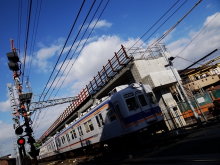 南海7100系 (羽衣6号踏切から)